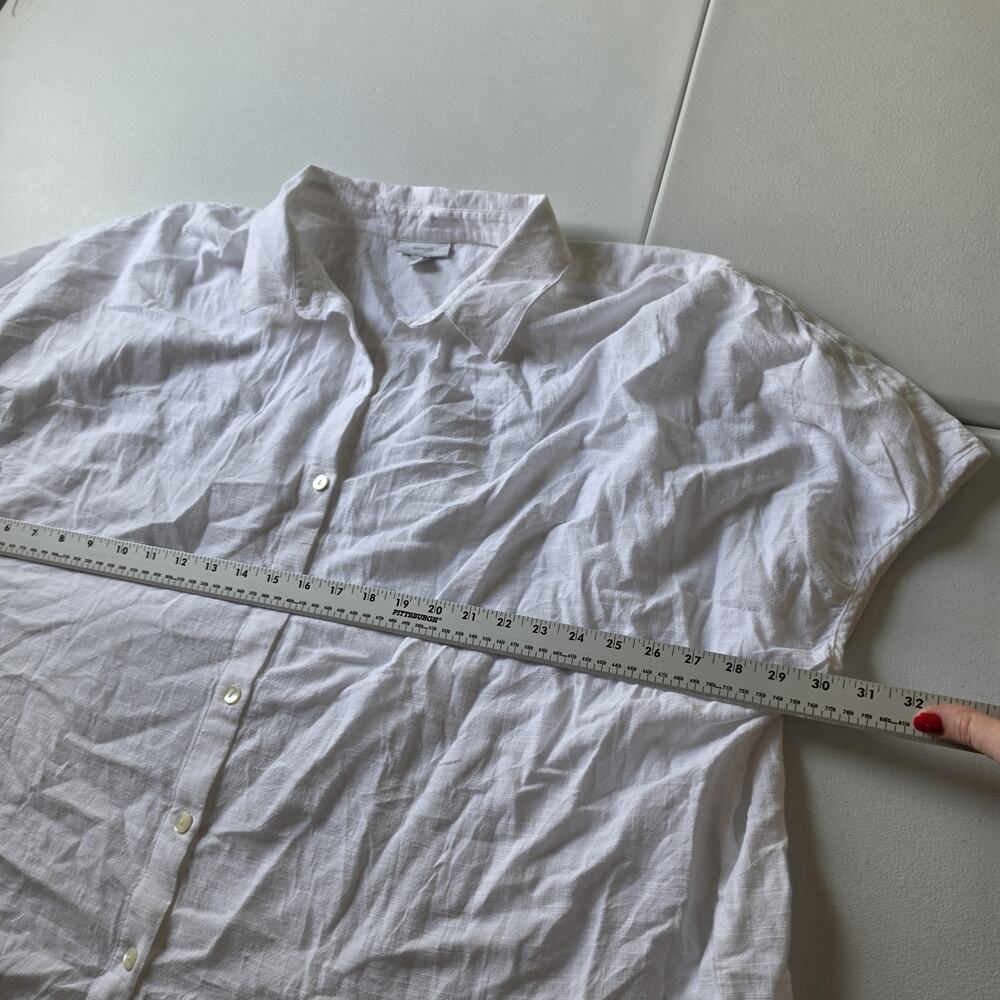 Pure Jill Button Up Shirt Womens 2X White 100% Cotton Dolman Short Sleeve Top - Picture 6 of 8